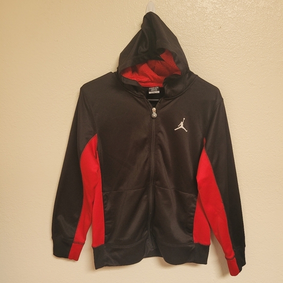 Jordan Red And Black Zip Up Hooded Jacket - Picture 1 of 6